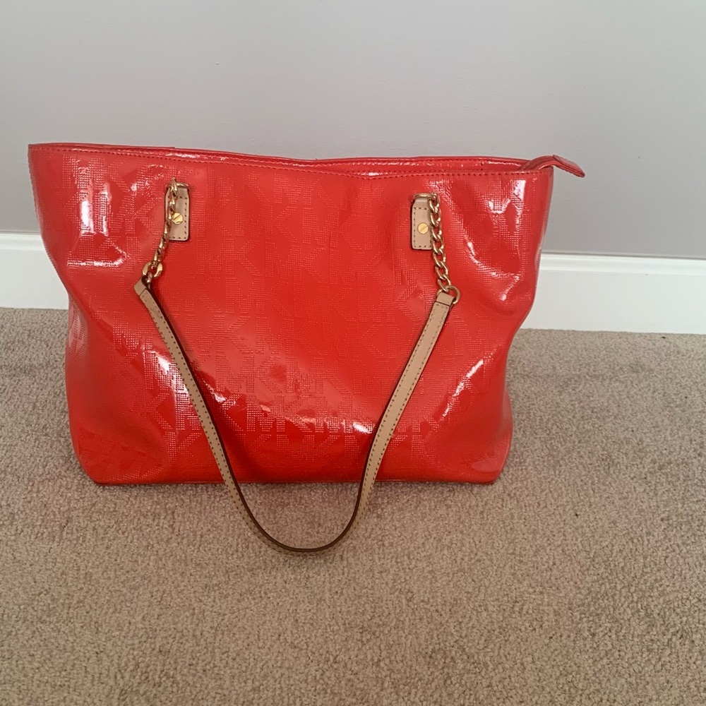 MK Orange Patent Leather Tote